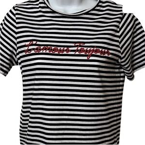 H&M Divided black/white striped short sleeve shirt